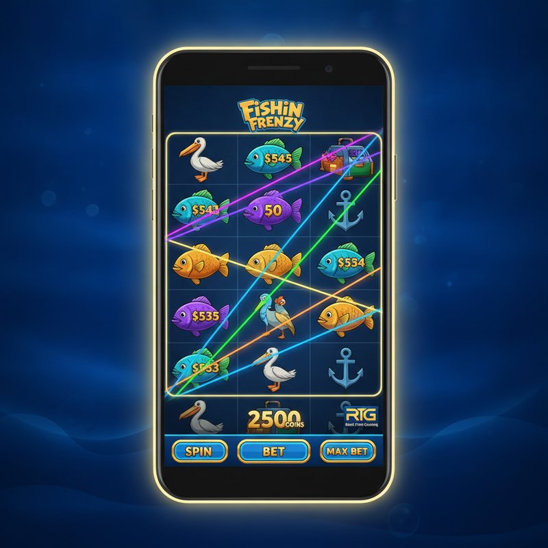 Fishin Frenzy slot by Real Time Gaming running on a mobile device in portrait orientation